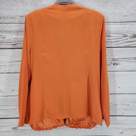 Tally Taylor Paris Rome Orange Beaded Diamond Waffle Detail Blazer Jacket 14 - Picture 11 of 12